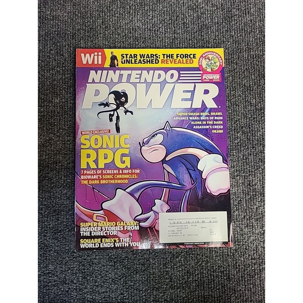 Nintendo Power Magazine Volume 225 February 2008 Sonic RPG Riders Poster